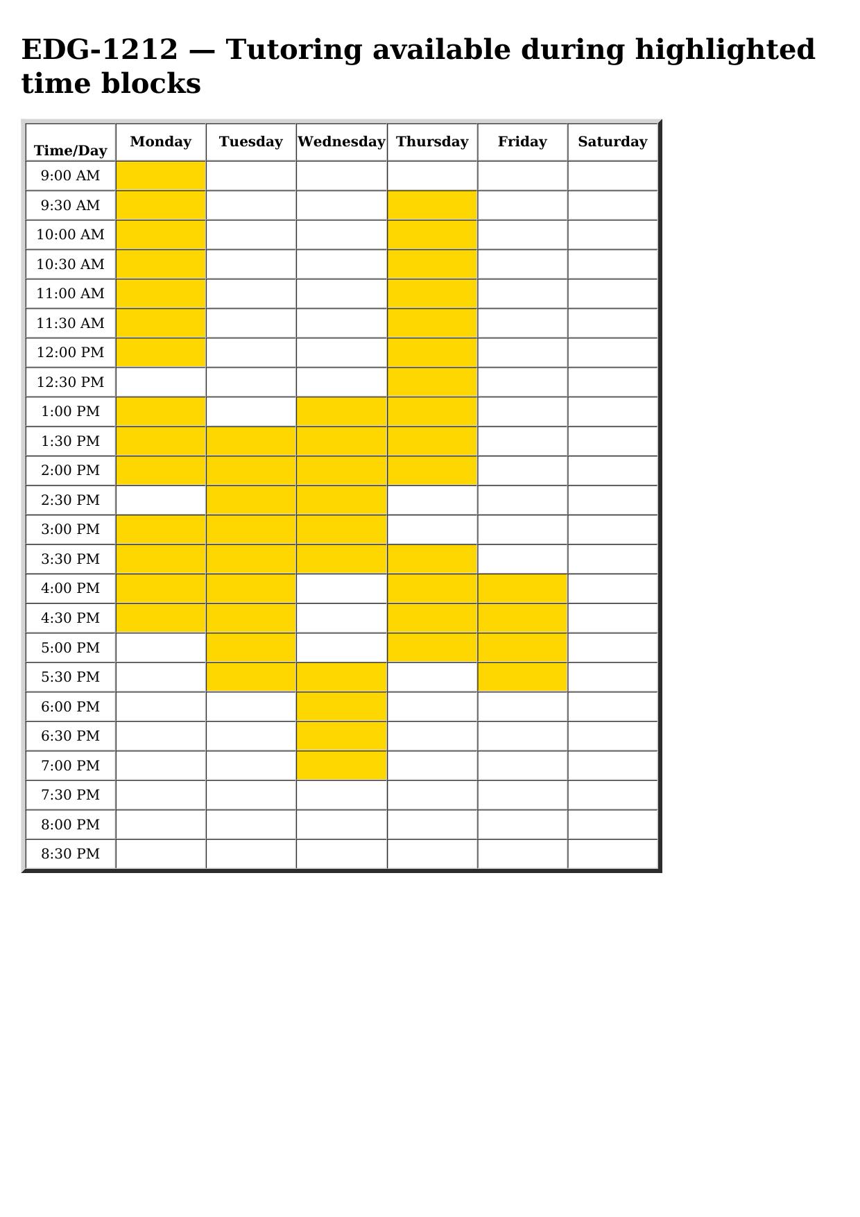 edg 1212 schedule