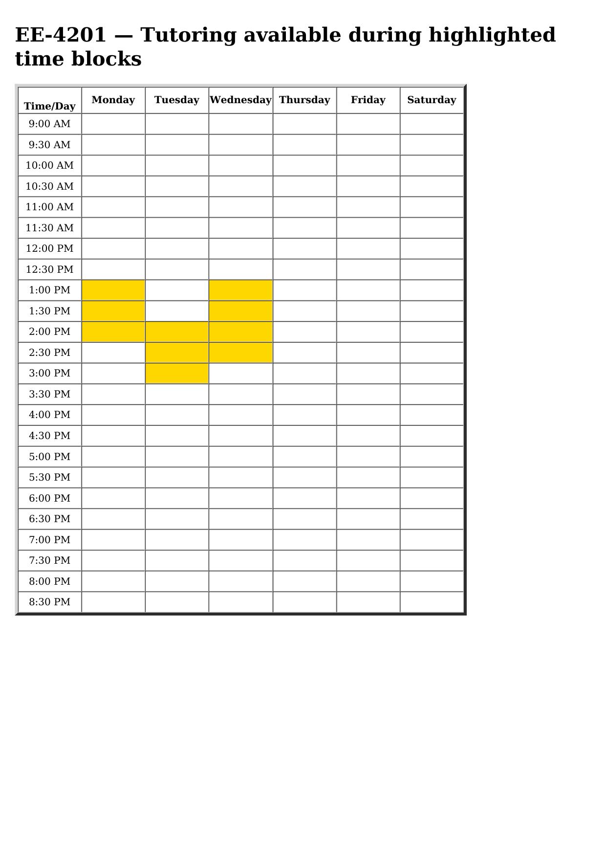 ee 4201 schedule