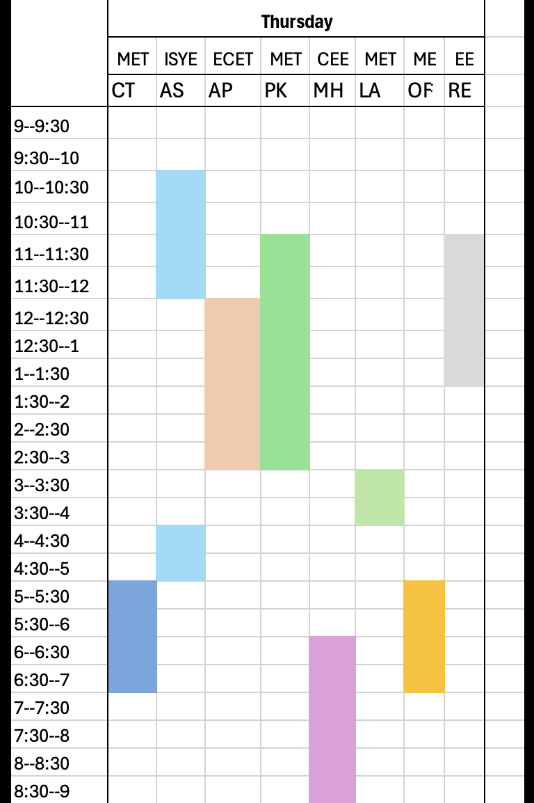 thursday fall 2024