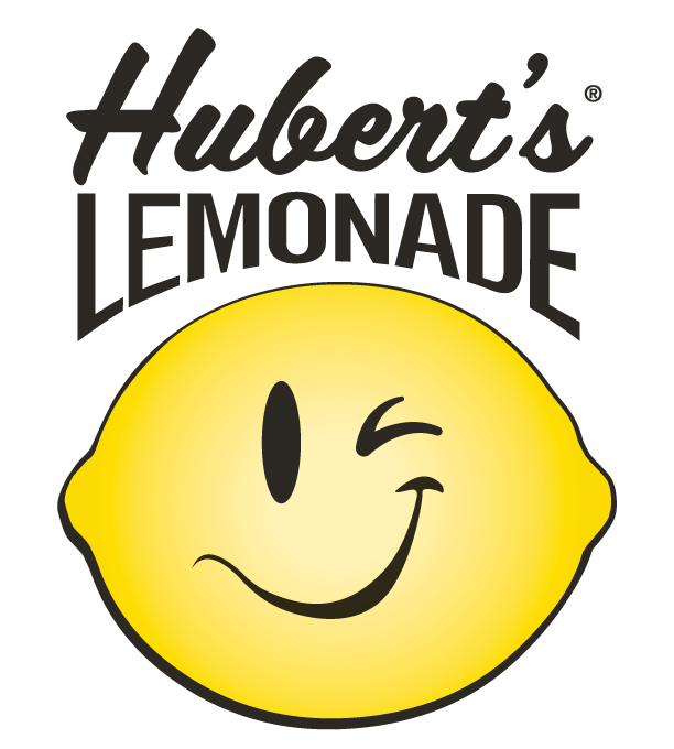 Hubert's Lemonade logo with the winking lemonade mascot. 